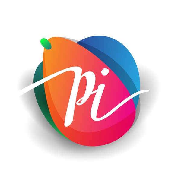 علامت PI نامه با رنگ پس زمینه چلپ چلوپ نامه طراحی لوگو ترکیبی برای صنعت خلاق وب کسب و کار و شرکت