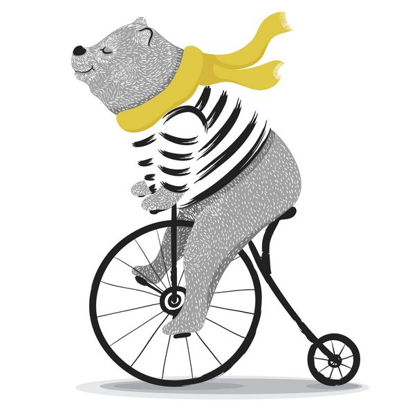 تصویر حیوانات چرخه خرس نمایش سیرک نشان می دهد سازنده خرس بر روی دوچرخه دست کشیده تصویر نژاد بزرگ خرس تی شرت گرافیک شخصیت های کارتونی ناز تصاویر خرس کتاب
