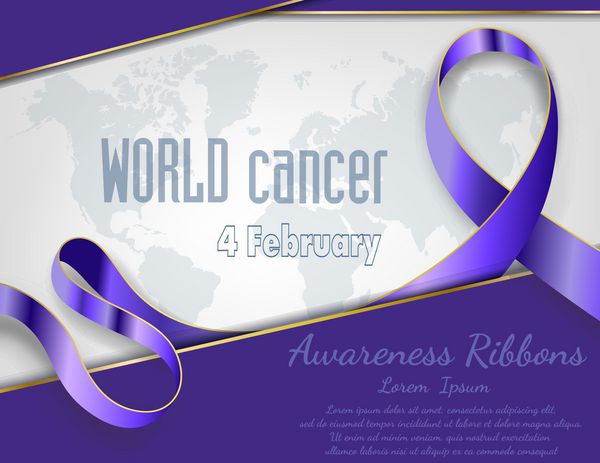کمپین بین المللی مبارزه با بیماری سرطان در جهان 4 فوریه سابقه با مقاله سمبول روبان سحر و جادو طراحی بردار جهانی آگاهی سرطان