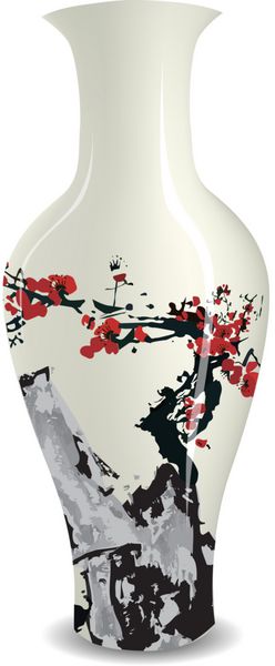 گلدان با جوهر سبک نقاشی های سنتی چینی