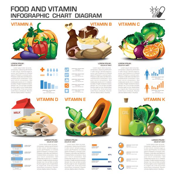 مواد غذایی و ویتامین نمودار چارت وسیع