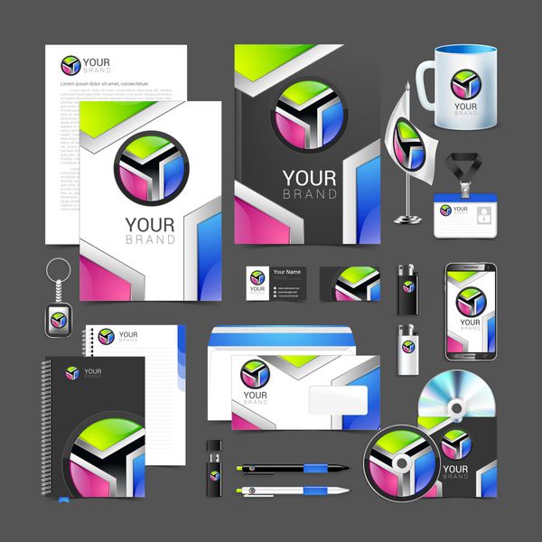 طراحی قالب خلاق رنگ هویت سازمانی کسب و کار
