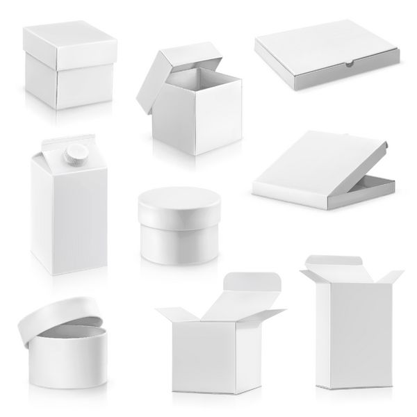 مجموعه ای از جعبه های مقوایی سفید