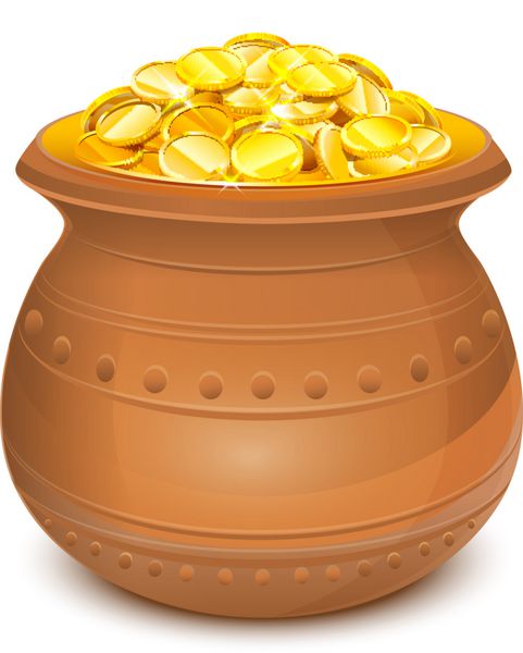 گلدان سرامیکی با سکه های طلا