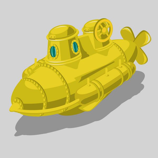زیردریایی زرد اسباب بازی شیء بردار جدا شده