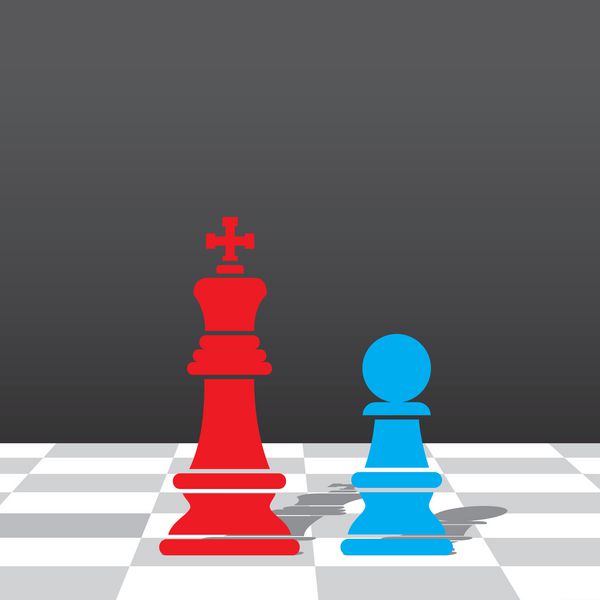 پادشاه قرمز شطرنج و آرم آبی ایستاده در جلو هر یک از بردار های طراحی دیگر