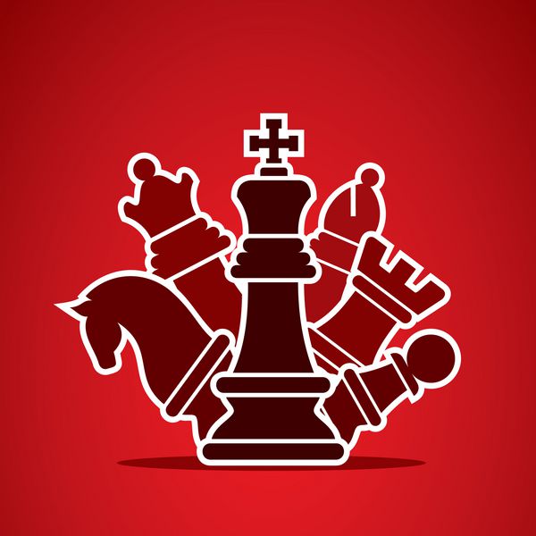 ترتیب قطعات شطرنج در سبک شیوه طراحی برداری