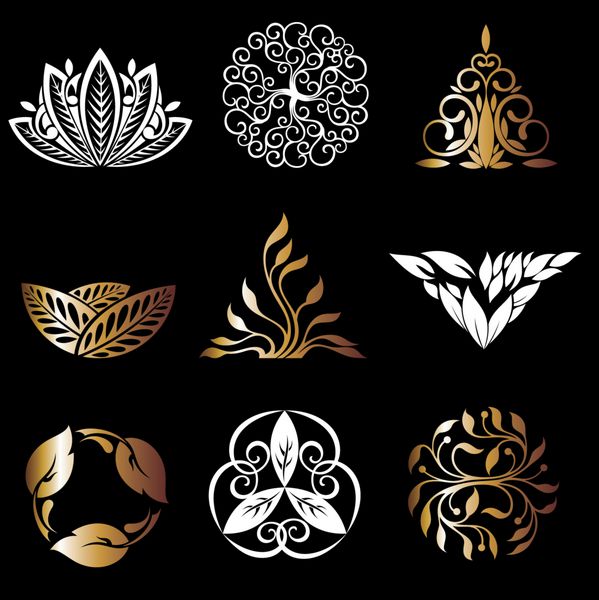 لوگوهاي گل سیاه عناصر طراحی طغرا