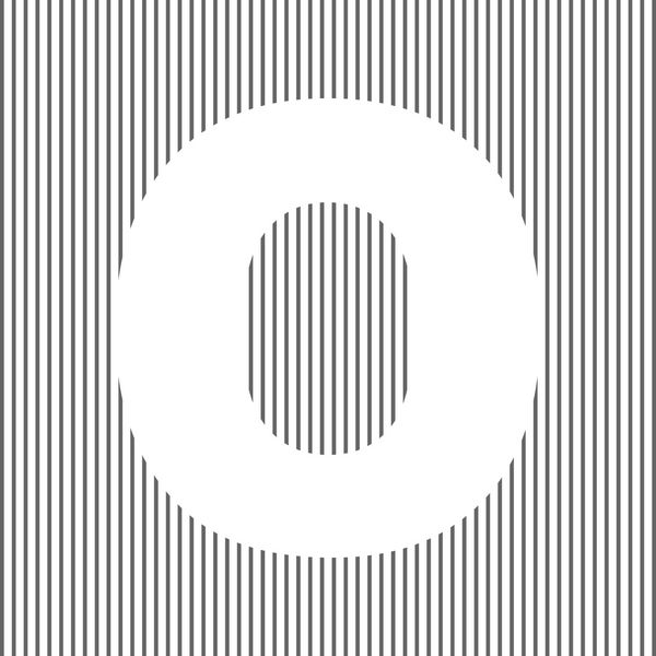 علامت O طراحی عنصر O بردار نماد سفید در پس زمینه راه راه خاکستری توهم نوری