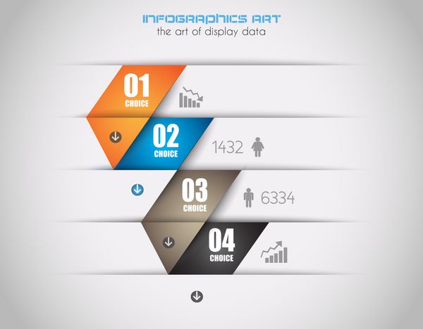 قالب طراحی infographic با برچسب کاغذ من