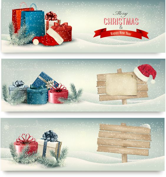 تابلوهای زمستانی کریسمس با هدایا بردار