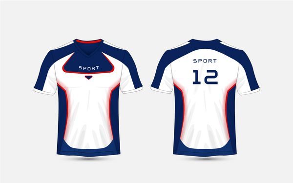 آبی سفید و آبی راه راه الگوی ورزشی فوتبال کیت نیوجرسی تی شرت طراحی الگو