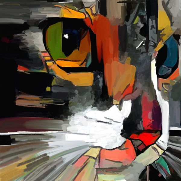 صورت گربه های ناز هنرمند brushstrokes خشن مورد استفاده در سبک امپرسیونیسم نقاشی در رنگ روغن روی بوم با عناصر نقاشی با مداد رنگی نقاشی اعدام شده است