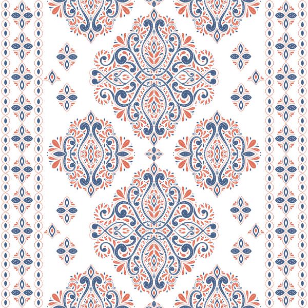 زیبا آبی و نارنجی الگوی گل بدون درز فهرست مضامین سنتی قومی ترکی هند عالی برای پارچه و پارچه کاغذ دیواری بسته بندی و یا هر ایده مورد نظر