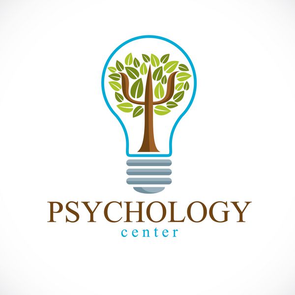 روانشناسی مفهوم بردار آرم یا نماد ایجاد شده به عنوان درخت سبز با برگ در داخل لامپ ایده مفهوم بهداشت روانی روانکاوی تجزیه و تحلیل و روان درمانی درمان با نماد یونانی Psi