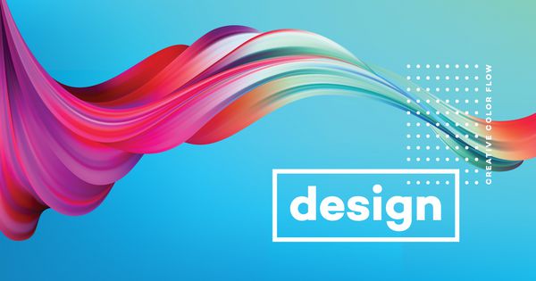 پوستر مدرن جریان های رنگارنگ شکل موج مایع در پس زمینه آبی رنگ هنر طراحی برای پروژه طراحی تصویر بردار EPS10