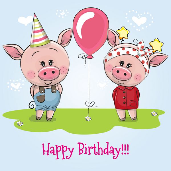 کارت تولدت مبارک با پسر بچه و دختر ناز خوک