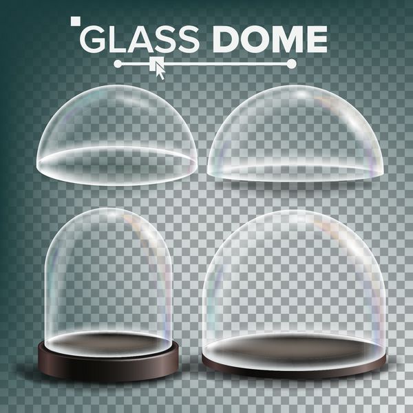 شیشه بردار مجموعه گنبد است تبلیغات ارائه طراحی شیشه عنصر انواع مختلف گنبد شیشه ای خالی کریستال Mockup الگو جدا از تصویر شفاف