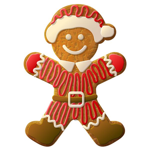 مرد شیرینی زنجفیلی در کت و شلوار بابا نوئل لباس پوشید کوکی تعطیلات