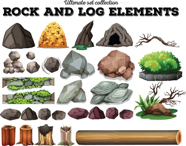 عناصر سنگ و چوب