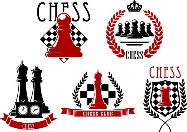 آیکون بازی شطرنج با تخته ساعت و قطعات