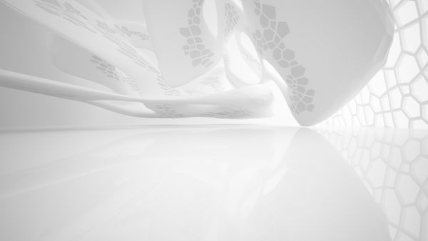 چکیده پارامتر سفید سفید با پنجره تصویر 3D و رندر