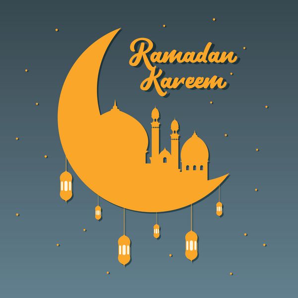تصویر برداری رمضان Kareem زیبایی رمضان با طراحی مسجد هنر کاغذ و سبک صنایع دستی
