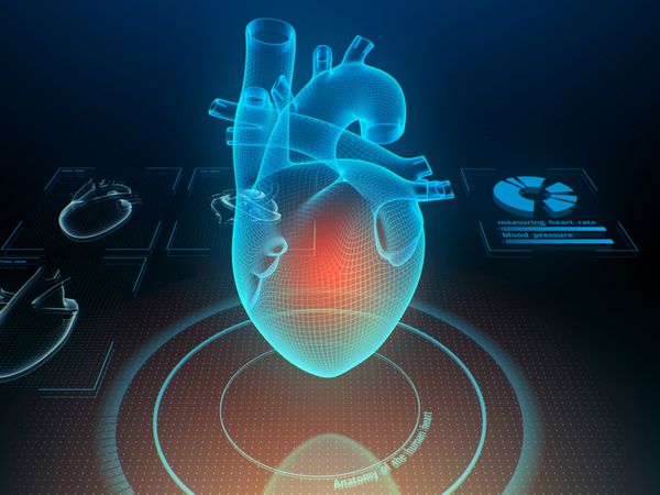 قلب با مرکز درد تصویربرداری مجازی دیجیتال تصویر 3D