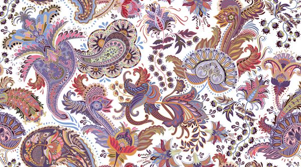 الگوی رنگارنگ Paisley برای پارچه پوشش کاغذ بسته بندی وب تصویر برداری تصویر زمینه قومی با عناصر تزئینی پس زمینه هند تزئینی تصویر برداری