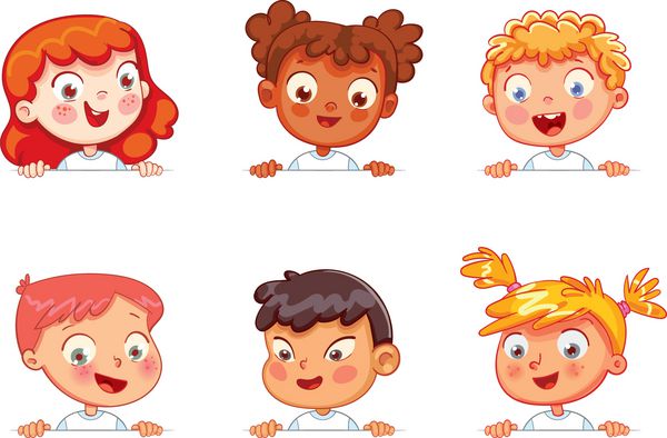 مجموعه کارتون بچه های کوچک بچه های ملیت های مختلف پوستر خالی دارند آماده برای پیام شما فضایی برای متن شخصیت کارتونی خنده دار جدا شده بر روی سفید