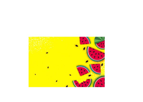 هندوانه سوپر تابستان فروش بنر در سبک برش کاغذ اوریگامی برش های هندوانه رسیده هندوانه غذای سالم روی زرد قاب مربع برای متن تابستان
