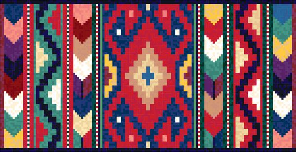 فرش کلاسیک موزاییک رنگارنگ با تزئین هندسی عامیانه سنتی تصویر برداری 10 EPS