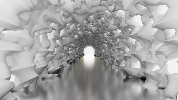 تونل سفید و نور تصویر 3d رندر 3d