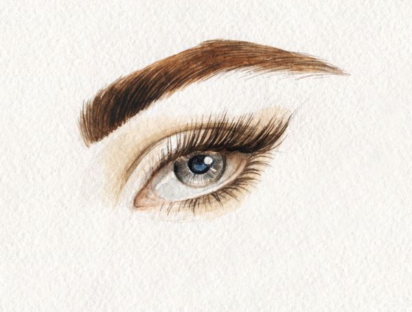 آرایش چشم زن زیبا تصویر مد نقاشی آبرنگ