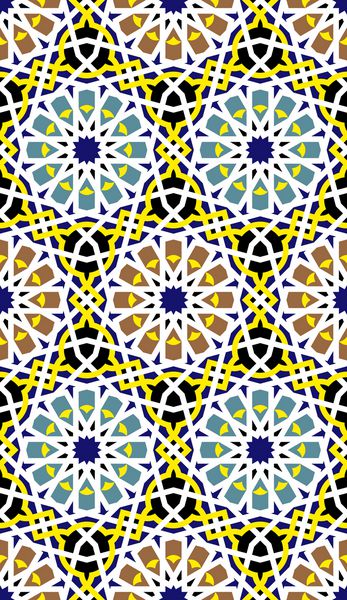 الگوی بدون درز در سبک مراکش کاشی موزائیک تزئینی سنتی اسلامی پس زمینه هندسی تصویر برداری