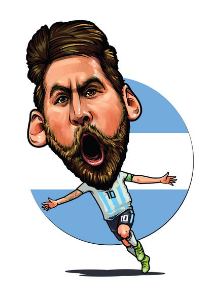 لیونل مسی یک فوتبالیست حرفه ای آرژانتین تصویر برداری کارتونی 29 ژوئن 2018