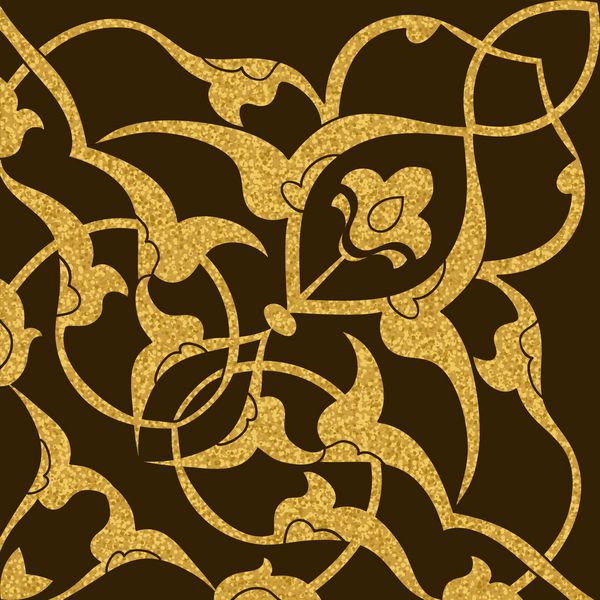 الگوی چکیده در سبک ترکی استانبولی عناصر تزئینی قدیمی الگوی گلدار دست در طلا و سیاه اسلام عربی هند و عتیقه ایده آل برای چاپ بر روی پارچه یا کاغذ بردار