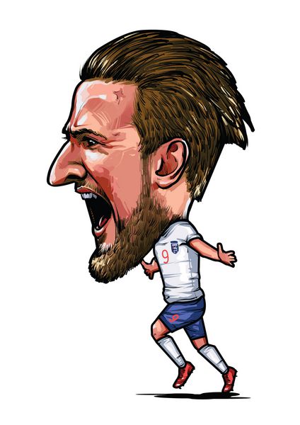 12 ژانویه پرتره کارتونی هری کین تصویری از فوتبالیست حرفه ای انگلیس توسط MONKEY ZUN