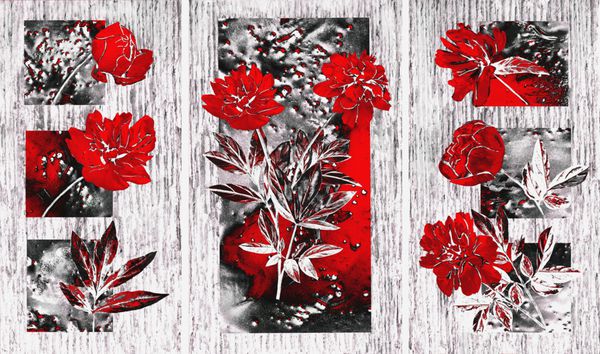 مجموعه ای از نقاشی های نقاشی طراح دکوراسیون داخلی هنر انتزاعی مدرن بر روی بوم مجموعه ای از الگوهای با بافت و رنگ های مختلف پیوندهای قرمز