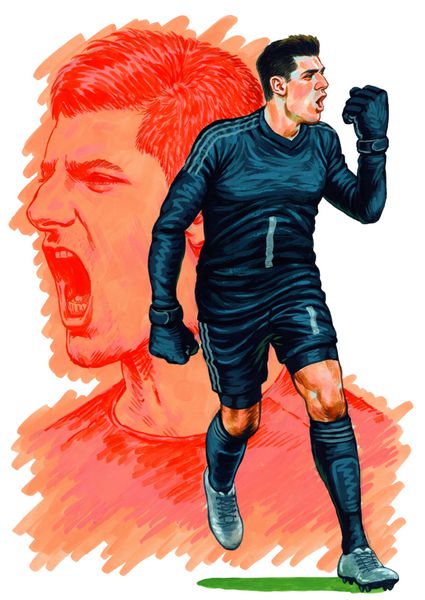 Thibaut Courtois یک فوتبالیست حرفه ای بلژیکی است که به عنوان دروازه بان رئال مادرید و تیم ملی بلژیک بازی می کند تصویر کاریکاتور طراحی اوت 222018
