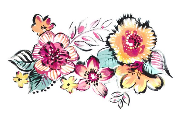 گل های گرم برگ و گل طراحی هنری