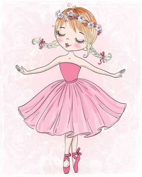 دست کشیده زیبا دوست داشتنی ballerina کوچک است تصویر برداری