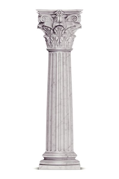 ستون یونانی تنها بر روی سفید است