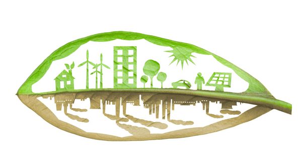 شهر سبز محیط زیست در برابر آلودگی مفهوم