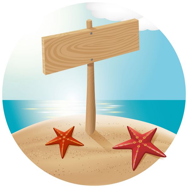 مفهوم سفر راهنمای سفر در ساحل با ستاره های دریا