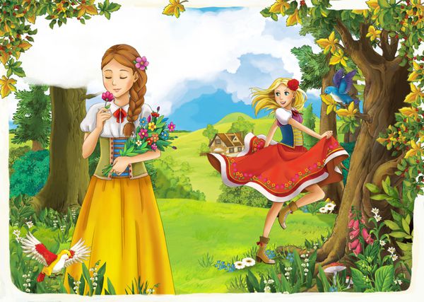 شاهزاده خانم--پس زمینه گسترده داستان گل سرخ و سفید شوالیه و پریا مانگا دختران زیبا تصویر سازی برای کودکان
