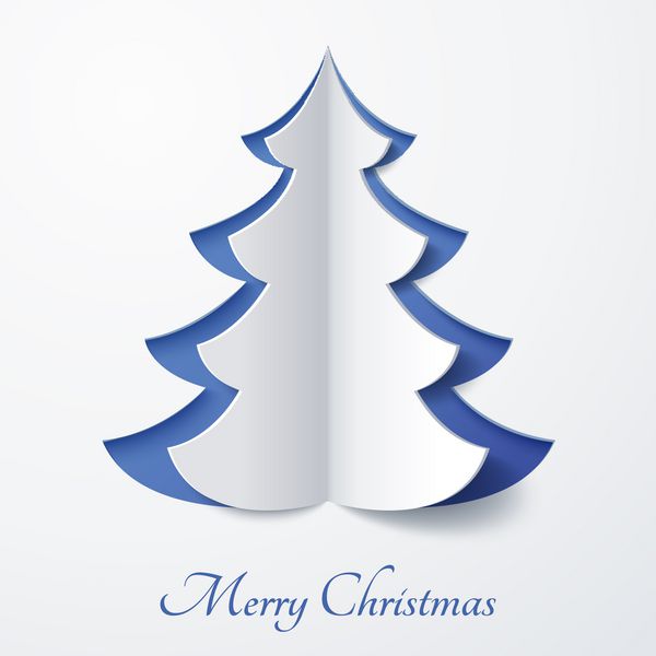 بردار سفید مقاله درخت کریسمس در پس زمینه آبی مات عناصر طراحی برای کارت های تعطیلات