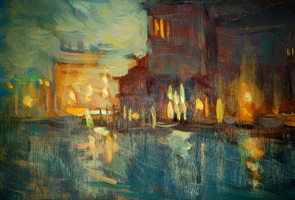 شب به ونیز نقاشی با روغن بر روی بوم تصویر