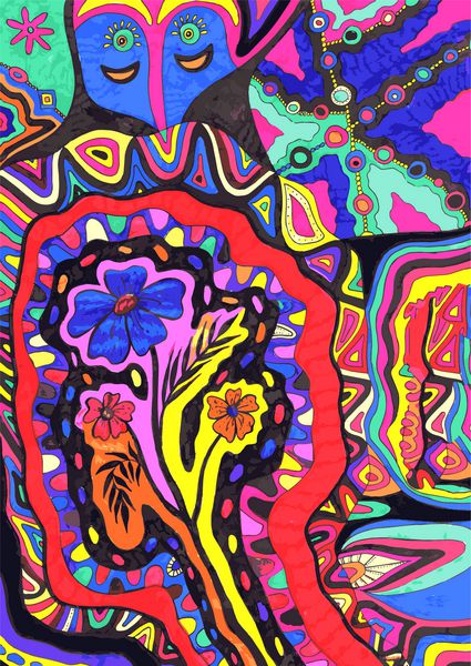 چکیده زمینه رنگارنگ تصویر دست کشیده شده قالب برداری بردار گل و گیاهان تزئینی بافت روانگردان پس زمینه رایگان طراحی عنصر هنر درمان