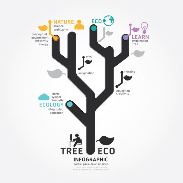 infographics درخت درخت طراحی نمودار خط سبک سبک